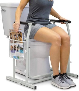 Vive Toilet Safety Rail with Arms - 300LBS Support Frame with Handles for Seniors, Elderly, Handicap & Disabled - Grab Bar Handrail - Bathroom Riser Assistance Aid - Stand Alone Lifter to Help Stand