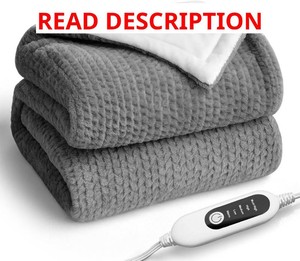 Heated Blanket Electric Blanket,Cozy Faux Rabbit Fur & Soft Flannel Warm Heater Throw Blanket with 5 Fast Heating Levels &10Hours Auto-Off Over-Heat Protection 50 x 60 (Grey)