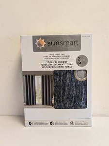 NEW SUNSMART TOTAL BLACKOUT WINDOW PANELS 2PK NAVY