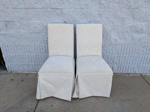 (2) CLARE SLIPCOVER DINING CHAIRS CREAM
