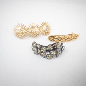Mixed Lot of 3 Gold Tone & Rhinestone Hair Barrettes