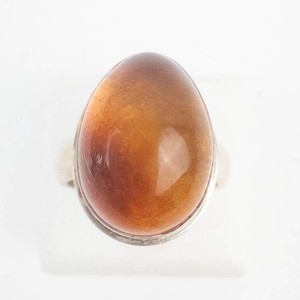 Sterling Silver Amber Ring Size 5.75