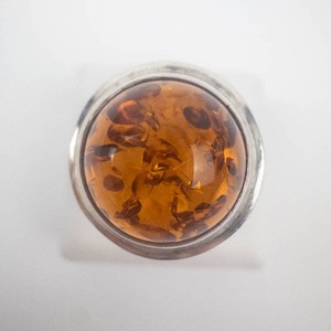Sterling Silver Amber Ring Size 8.25