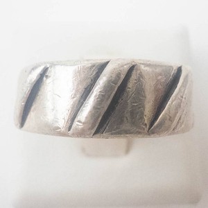 Diagonal Edgy Cutout Sterling Silver Ring Size 6.5
