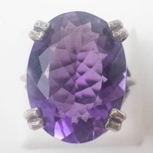 Beautiful Patina Sterling Silver Amethyst Ring Size 6.5
