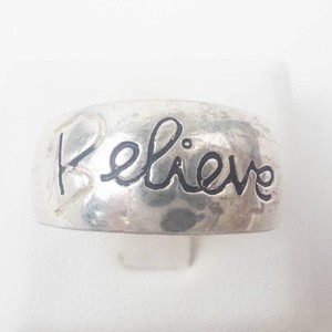 Sterling silver ring with a Believe motif and interior inscription reading In the power of believing. Size 6.5.