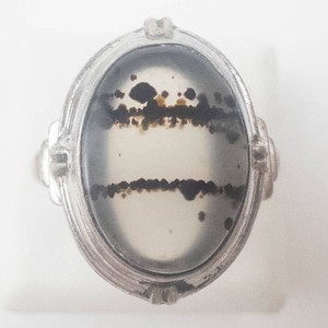 Sterling Silver Moss Agate Ring Size 6