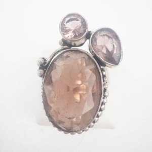 Sterling Silver Ring With Pink Quartz (Tourmaline Like Color) Size 7
