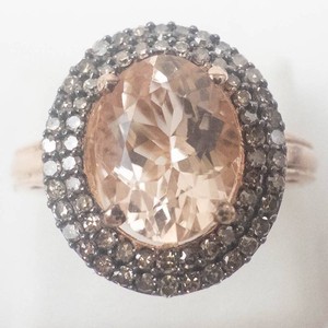 Vermeil Sterling Silver Morganite Ring Size 8