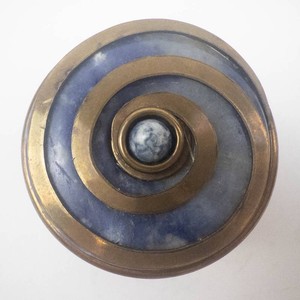 Vintage Jan Michaels San Francisco Blue Dyed Quartz Brass Spiral Ring Size 7.5-8.5