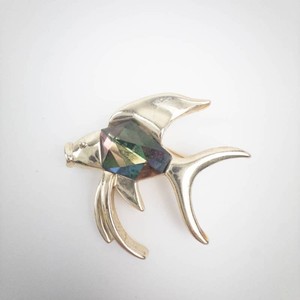 1960s Sarah Coventry Angel Fish Brooch With Faceted Crystal