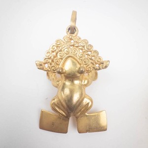 Pre-Columbian Frog Pendant Gold Tone