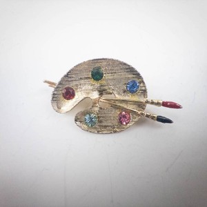 Artist Palette Rhinestone Brooch