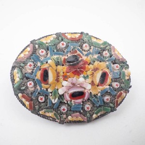 Italian Micro Mosaic Oval Brooch