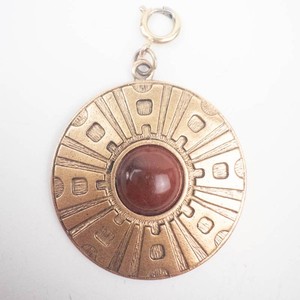Vintage Sarah Coventry Gold Tone Pendant With Red Cabochon