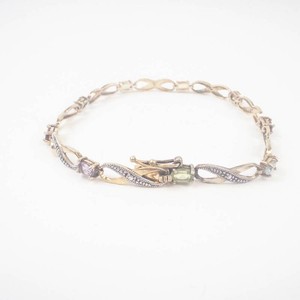 Vermeil Multi Color Gemstone Tennis Bracelet 7.5in