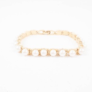 Beautiful Gold Tone Pearl Bracelet 7.5 in