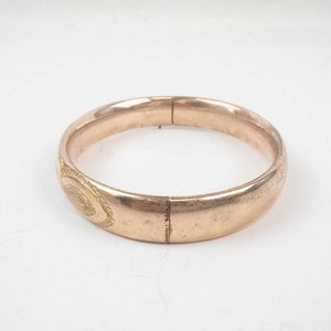 Decorative Etched Gold Filled Hinged Bangle Bracelet