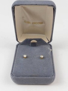 Cubic Zirconia Stud Earrings in Box