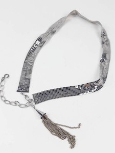 Silver-Tone Mesh Tassel Belt 35