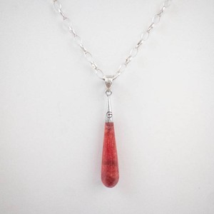 Sterling Silver Red Coral Marcasite Necklace