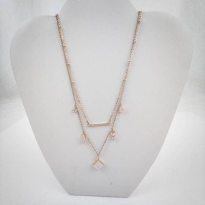 Gold Tone Layered Necklace With Quartz & CZ Charms