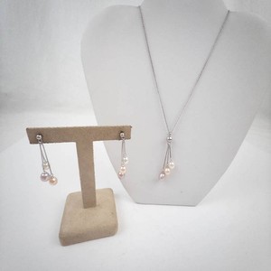 Sterling Silver 3 Pearl Drop Necklace & Earrings Set