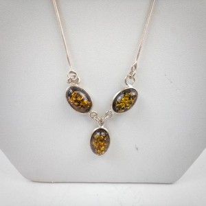 Three-Stone Amber-Style Pendant Necklace