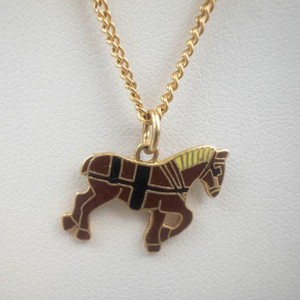 Enamel Gold-Tone Horse Pendant Necklace