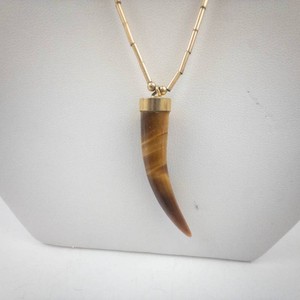 Tigers Eye Horn Pendant Necklace