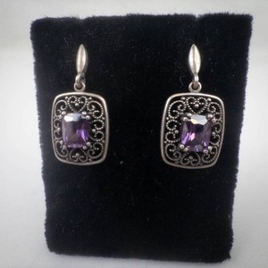 Sterling Silver Filigree Amethyst Earrings