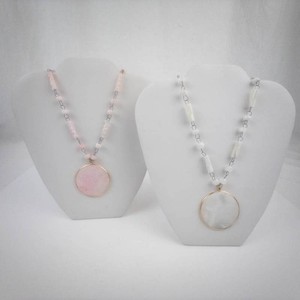 Tauro White and Pink Beaded Quartz Pendant Necklaces (Lot of 2)