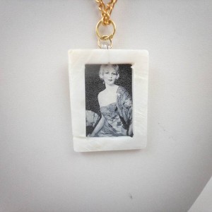 Marilyn Monroe Gold Tone Portrait Pendant Necklace