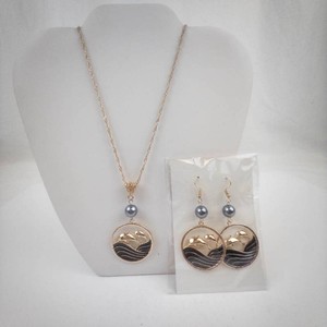 Gold-Tone Dolphin Jewelry Set With Gray Bead Accents