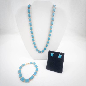 Blue Stone Necklace Bracelet & Earrings Set
