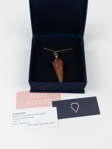 Rutilated Quartz & Carnelian Pendant Necklace in Box