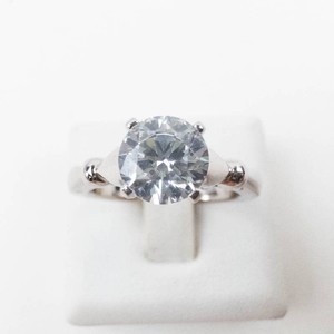 Sterling Silver CZ Solitaire Engagement Style Ring Size 7