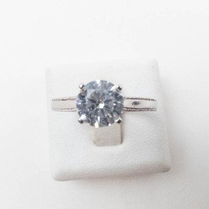 Sterling Silver CZ Solitaire Engagement Style Ring Size 7