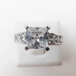 Sterling Silver CZ With CZ Channel Set Engagement Style Ring Size 7