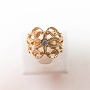 Ornate Gold-Tone Statement Ring Size 5