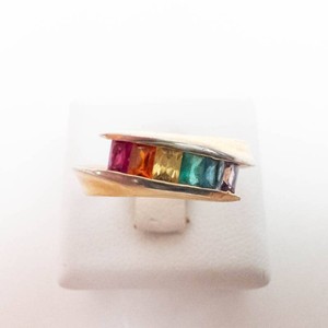 Multicolored Rainbow Gemstone Base Metal Ring Size 6
