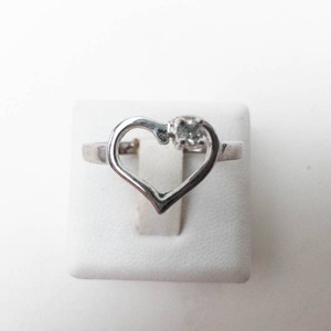Heart-Shaped Clear Stone Ring Size 6.75 - Base Metal