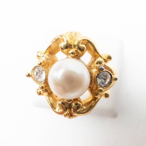 Gold Tone Pearl Ring Size 7.75