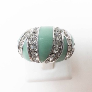 Aqua Enamel and Crystal Dome Cocktail Ring