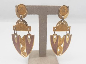 Edgar Berebi Gold-Tone Dangle Earrings With Geometric Enamel Design