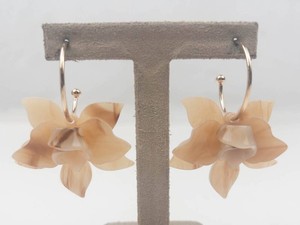 Floral Hoop Earrings - Peach-Tone Resin Orchid