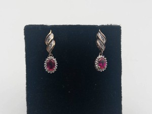 Sterling Silver Vermeil Lab-Grown Ruby & Diamond Drop Earrings