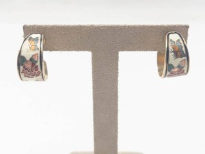 Floral Enamel Hoop Earrings - Pair