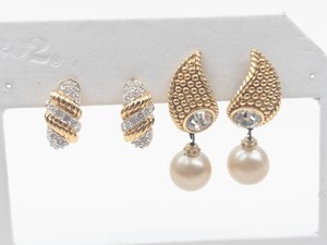Gold-Tone Clip-On & Faux Pearl Drop Earrings (Lot of 2)