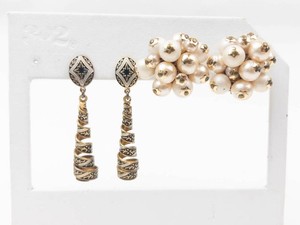 Gold Tone Clip-On Earrings - 2 Pairs